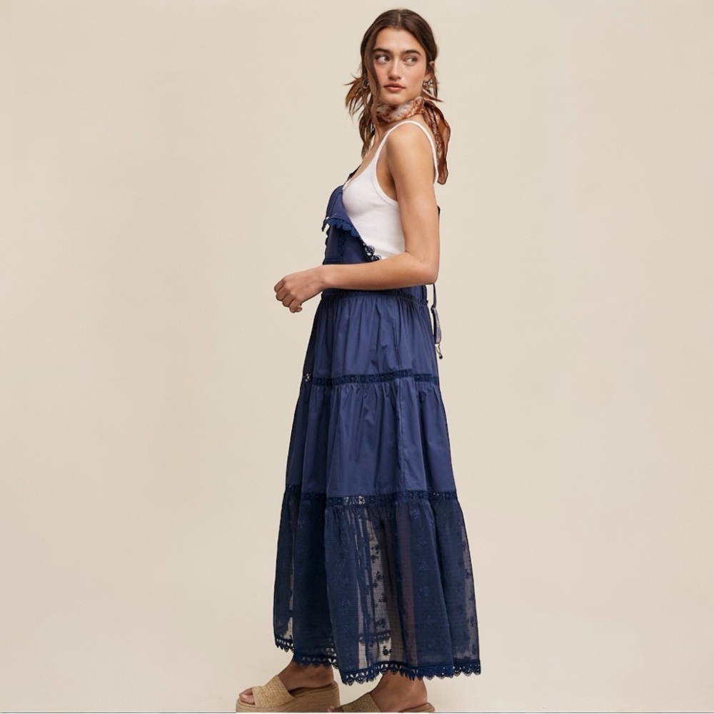 Laced Tiered Romantic Looking Overall Dress - Picture 3 of 3